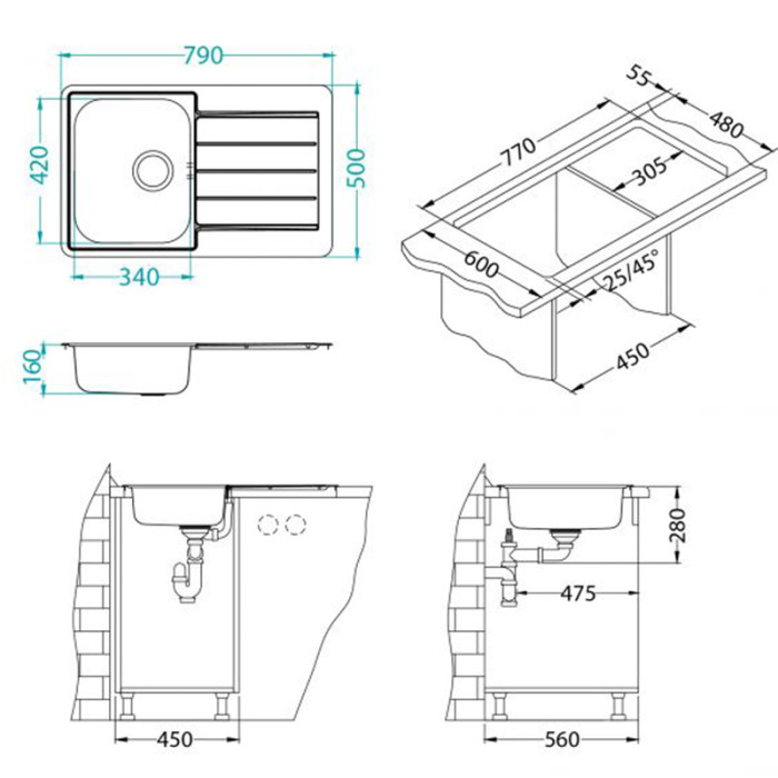 ALVEUS DREZ LINE 80 NEREZ 900 - 790 - 500MM 1066750