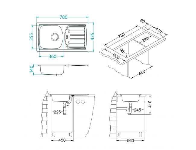 DREZ ALVEUS BASIC150 KOMPLET 780/465MM NEREZ