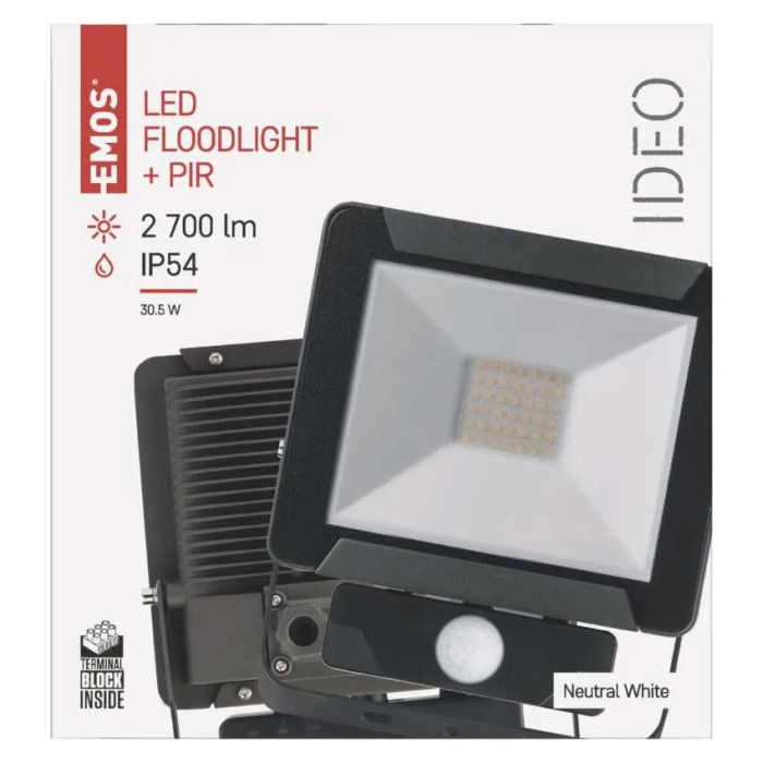 REFLEKTOR LED IDEO S POHYBOVÝM ČIDLOM 30W NEUTRÁLNA BIELA PIR ZS2731 1531271031