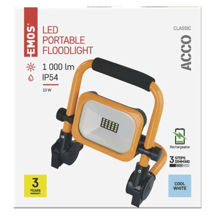 REFLEKTOR LED ACCO NABÍJACÍ PRENOSNÝ 10W STUDENÁ BIELA ZS2812 1531281200