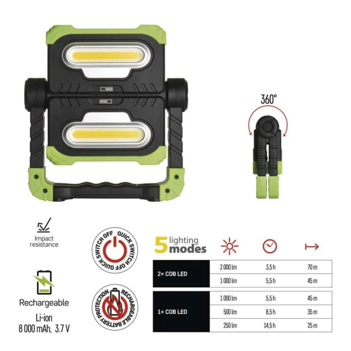 REFLEKTOR LED 2X NABÍJACÍ COB P4536 1450000320