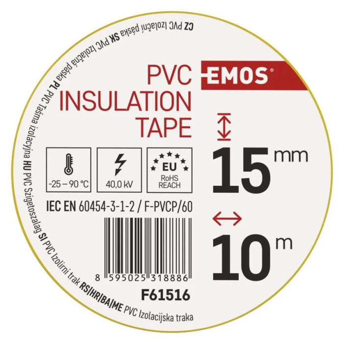 EMOS PÁSKA IZOLAČNÁ PVC 15MM / 10M ŽLTÁ 10KS 2001151060