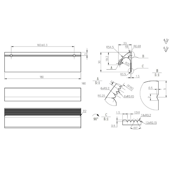 ÚCHYTKA 160MM 180/30MM AL ČIERNA MAT ELOX AL46260160