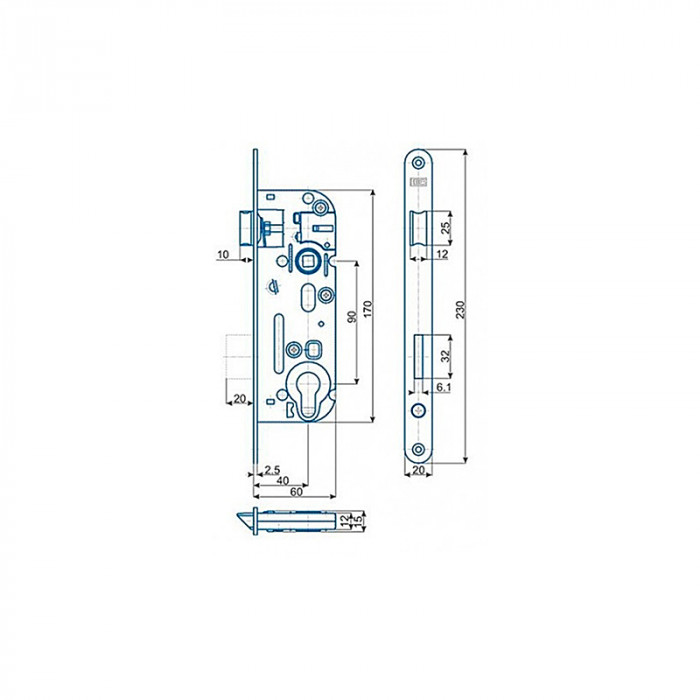 HOBES ZÁMOK ZADLABÁVACÍ 02-04 PZW 60/40D/90 20MM STRIEBORNÝ