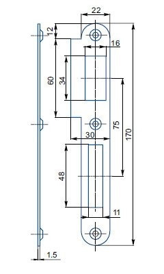 HOBES ZÁMOK ZADLABÁVACÍ PROTIPLECH K-182 2/2 PLOCHÝ ROZTEČ 72MM PRAVÝ