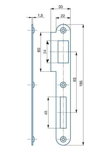 HOBES ZÁMOK ZADLABÁVACÍ PROTIPLECH K-180 2/2 PLOCHÝ ROZTEČ 90MM ĽAVY