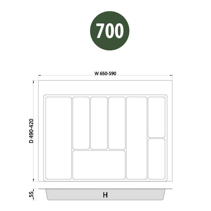 REJS PRÍBORNÍK 490/650 Š700 BIELA