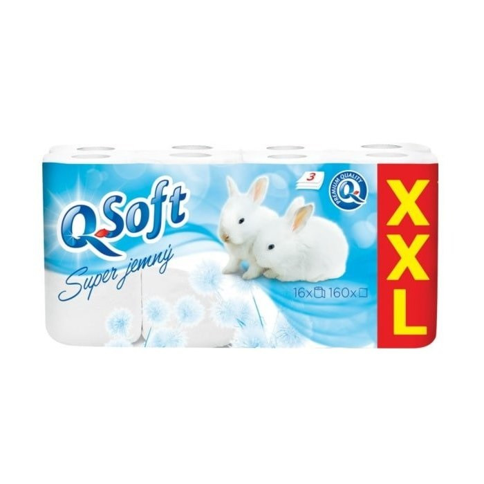 QSOFT PAPIER TOALETNÝ, 3 - VRSTVOVÝ, 16KS, 160 ÚTRŽKOV, XXL