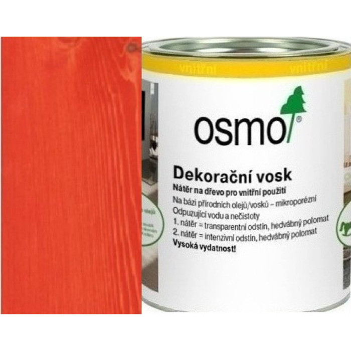 OSMO VOSK DEKORAČNÝ INTENZÍVNE ČERVENÝ 3104 0.375L