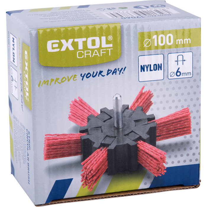 EXTOL KARTÁČ OKRUŽNÝ SO STOPKOU VLNITÝ NYLONOVÝ DRÔT 1.2 MM 100 MM ŠÍRKA 20 MM