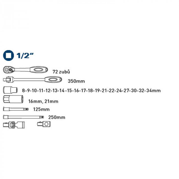 FORTUM KĽÚČE NÁSTRČNÉ 1/2'' 8-34MM 27KS