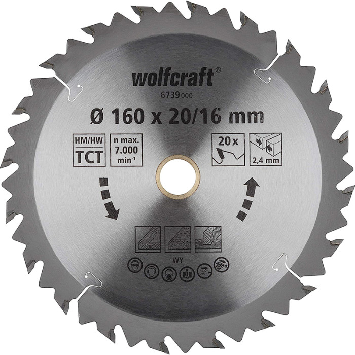 WOLFCRAFT KOTÚČ PÍLOVÝ HM 160 / 16 / 2.4 Z20 6739000