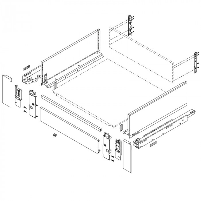 BLUM ZI7.3CS0 LEGRABOX UPEVNENIE ČELA PRE VNÚTORNÚ ZÁSUVKU VÝŠKA C S RELINGOM KARBÓN ČIERNE