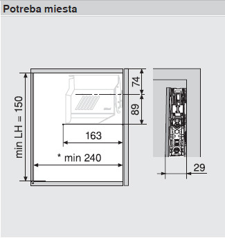 BLUM 20K2B00T AVENTOS HK-S ZDVÍHAČ VERZIA TIP-ON KRYTKY BIELE