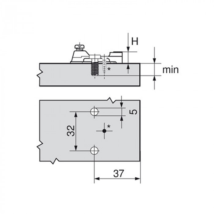 BLUM 193L8100 KRÍŽOVA MONTÁŽNA PODLOŽKA MODUL PREDMONTOVANÉ SKRUTKY 0MM