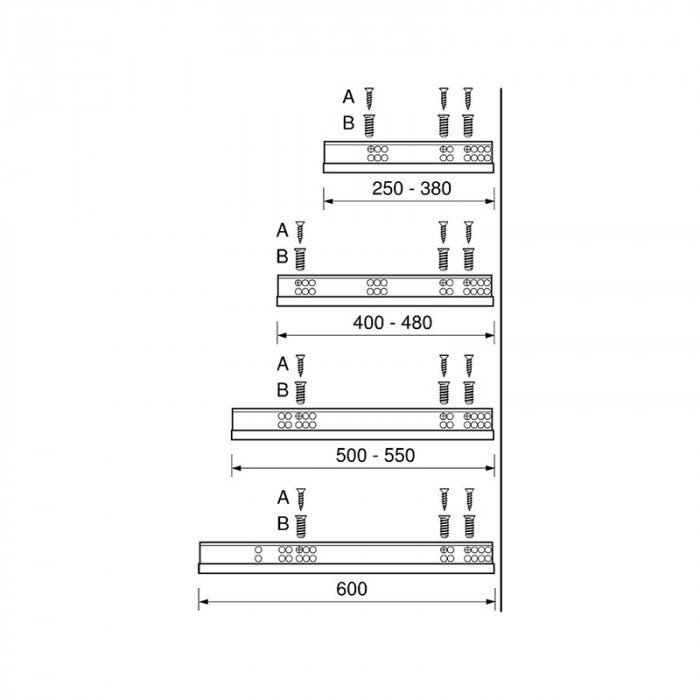 X-BLUM  560H2700C SKRYTÝ PLNOVÝSUV 270 MM TANDEM NA TIP-ON NOSNOSŤ 30KG