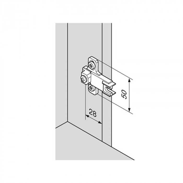 BLUM 199.8130 KRÍŽOVA MONTÁŽNA PODLOŽKA MODUL S PREDMONTOVANÝMI SKRUTKAMI 0MM