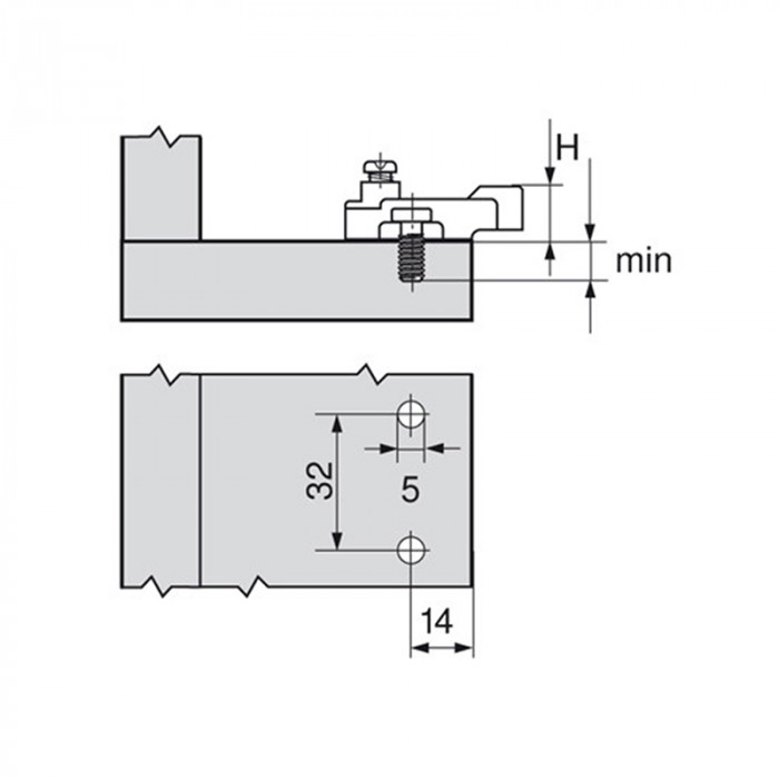 BLUM 199.8130 KRÍŽOVA MONTÁŽNA PODLOŽKA MODUL S PREDMONTOVANÝMI SKRUTKAMI 0MM