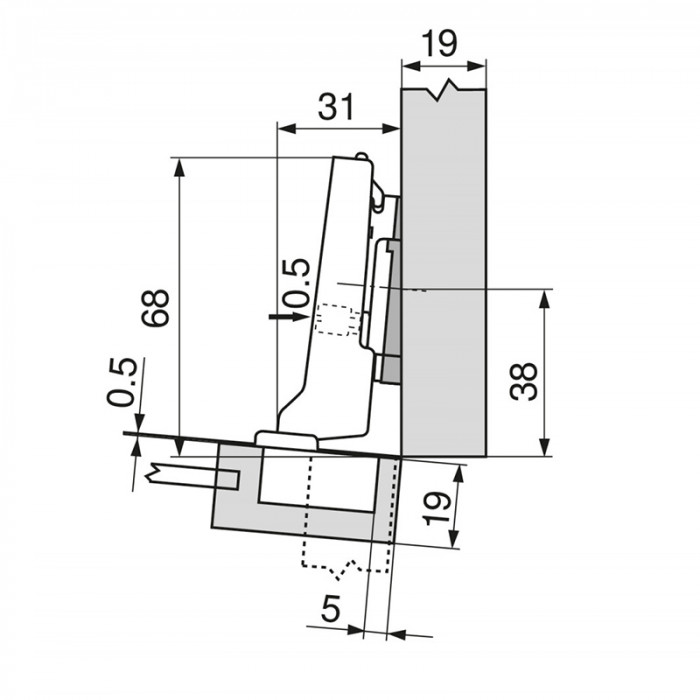 BLUM 71T0750 ZÁVES CLIP TOP MINI  VLOŽENÝ S PEROM 94°