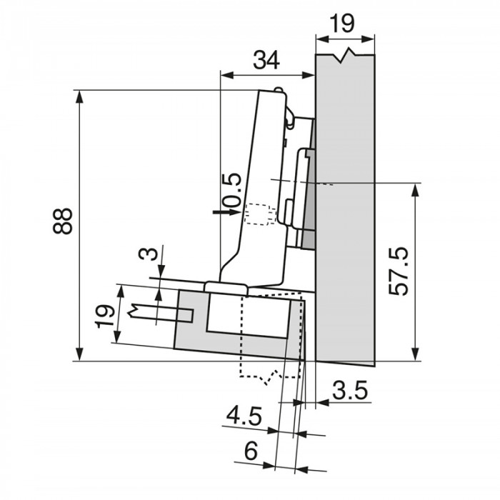 BLUM 71T0750 ZÁVES CLIP TOP MINI  VLOŽENÝ S PEROM 94°