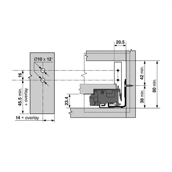 BLUM ZF7N70E2 LEGRABOX UPEVNENIE ČELA VÝŠKA N EXPANDO