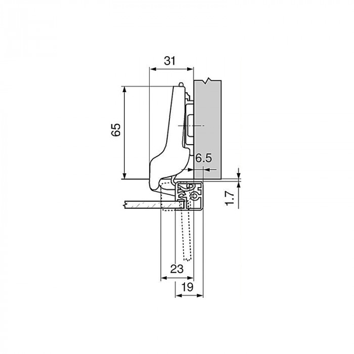 BLUM 71T960AB ZÁVES CLIP TOP POLONALOŽENÝ S PEROM NA BLUMOTION PRE HLINÍKOVÉ RÁMY 95°