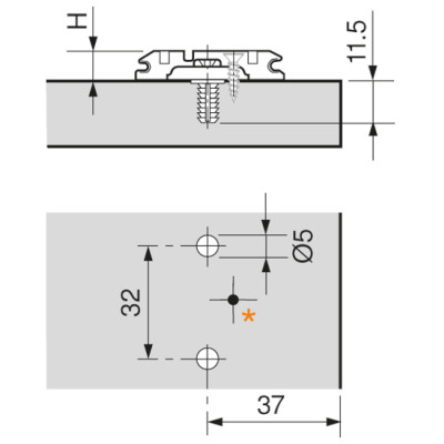 BLUM 174E6130.01 KRÍŽOVÁ MONTÁŽNA PODLOŽKA CLIP POZDĹŽNY OTVOR EXPANDO 3MM