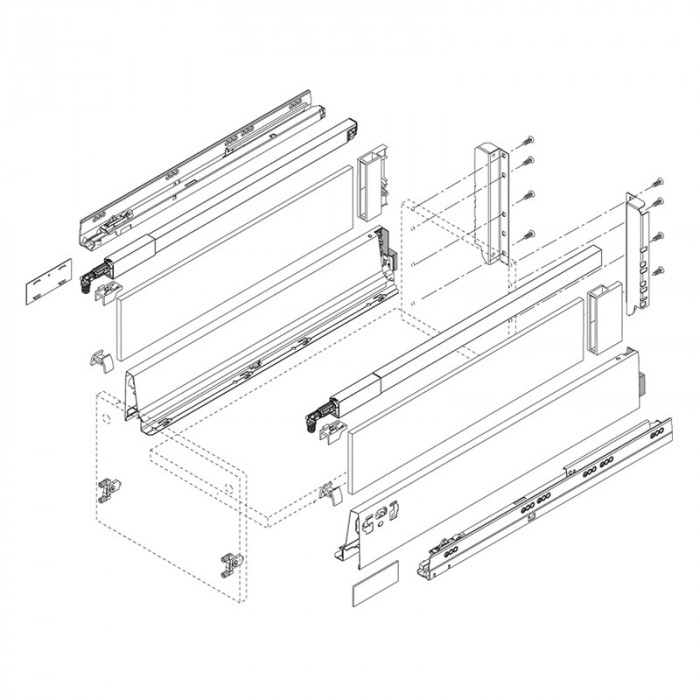 X-BLUM Z37A517D ANTARO KOVOVÝ ZÁSUVNÝ PRVOK VÝŠKA D 550 MM ŠEDÝ