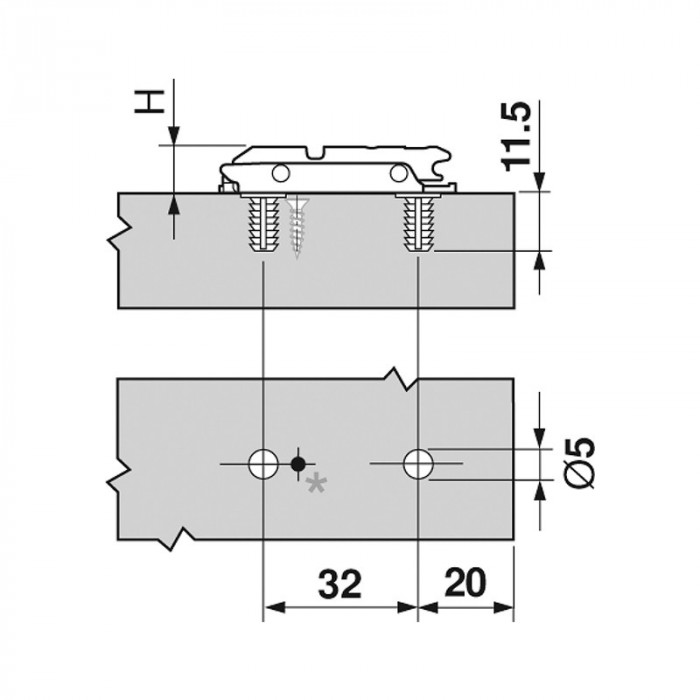 BLUM 177H3100 PRIAMA MONTÁŽNA PODLOŽKA CLIP S EXCENTROM ZARAZENIE 0MM