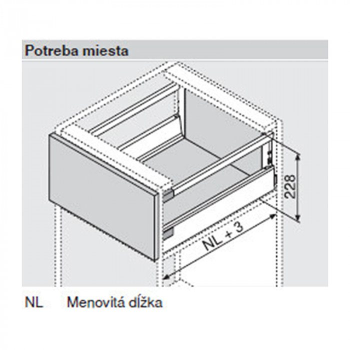 BLUM TANDEMBOX ANTARO 500MM VÝŠKA D ŠEDÁ KOMPLETNÁ ZÁSUVKA