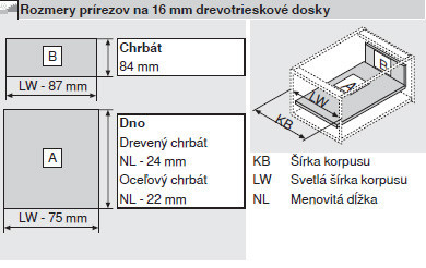 X-BLUM 378M4502SA ANTARO BOČNICA ČIERNA 450MM