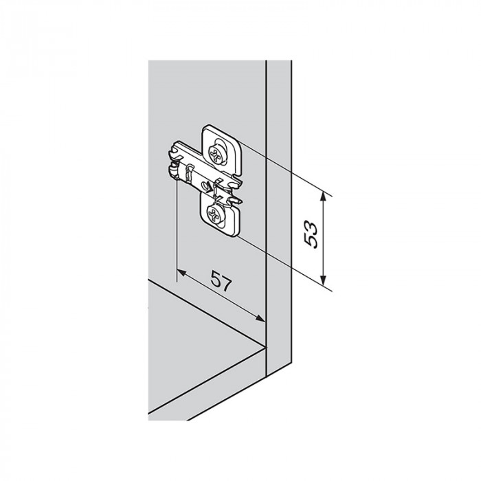 BLUM 173L8330 KRÍŽOVÁ MONTÁŽNA PODLOŽKA CLIP POZDĹŽNY OTVOR S EUROSKRUTKOU 3MM