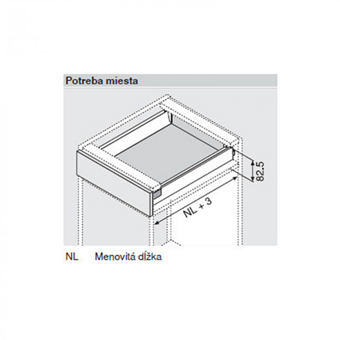 BLUM 378N5002SA ANTARO BOČNICA BIELA 500MM