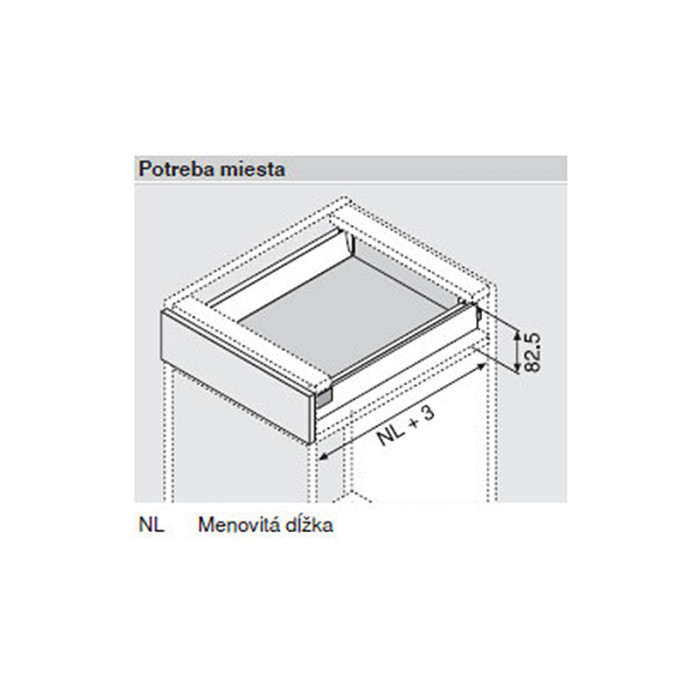 X-BLUM 378N4002SA ANTARO BOČNICA ČIERNA 400MM