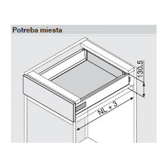 BLUM 378K4002SA ANTARO BOČNICA ŠEDÁ 400MM