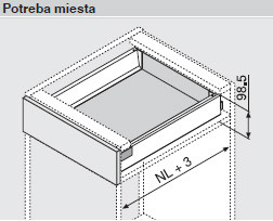 X-BLUM 378M5004SG ANTARO BOČNICA ŠEDÁ 500MM