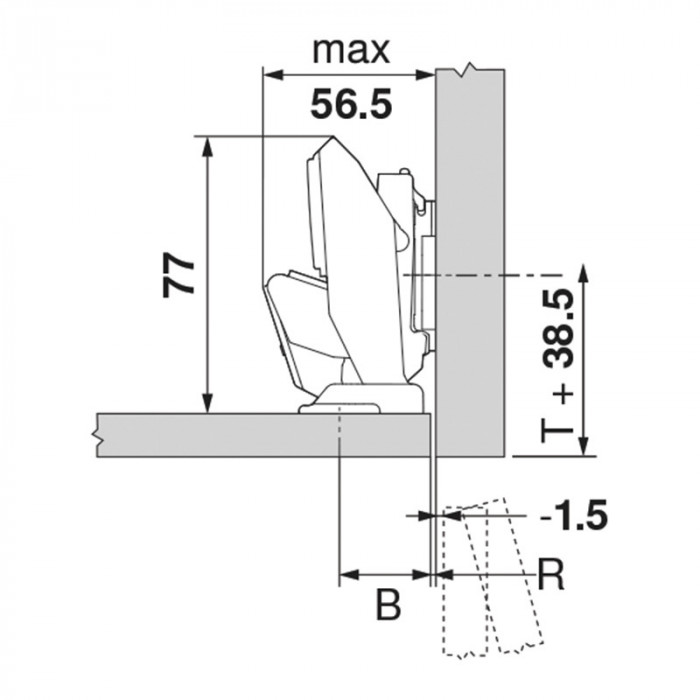 BLUM 71T453T ZÁVES CLIP TOP NA ÚZKE MATERIÁLY S PEROM