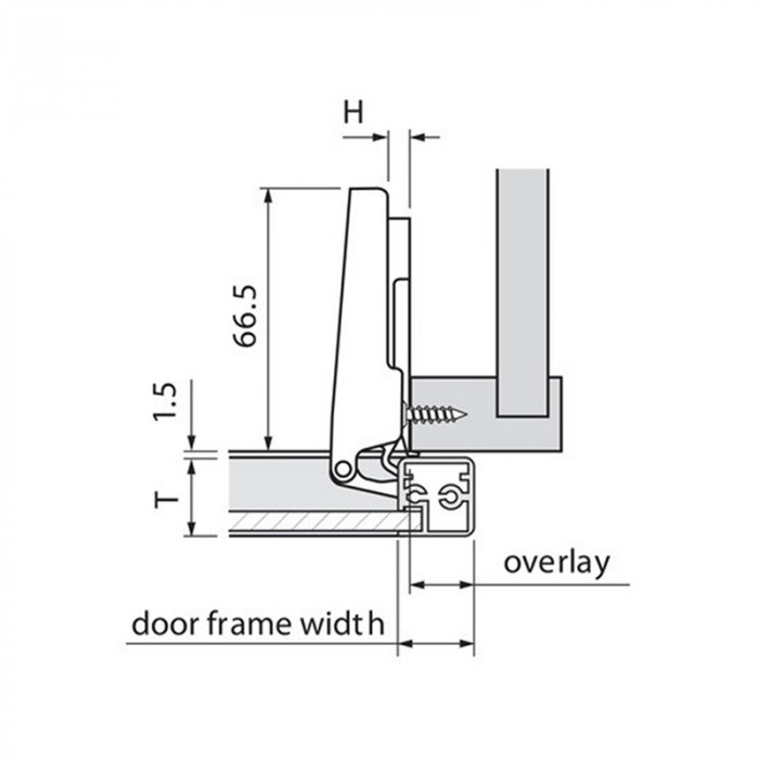 BLUM 72T550A.TL AVENTOS ZÁVES CLIP 120° BEZ PERA ÚZKE HLINÍKOVÉ RÁMY