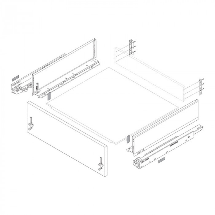 BLUM 770K3502S LEGRABOX PURE BOČNICE ŠEDÉ 350MM