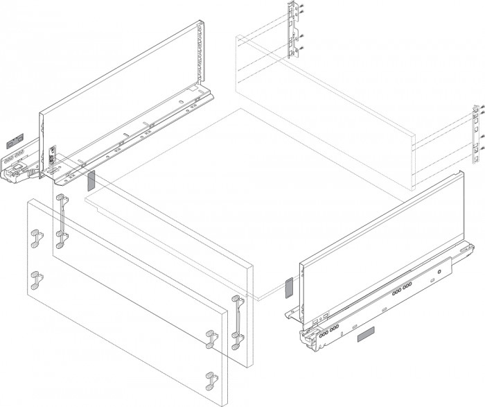 BLUM 770K4002S LEGRABOX PURE BOČNICEŠEDÉ 400MM