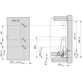 BLUM Z30B000S, DRŽIAK CHRBTA NA TANDEMBOX, VÝŠKA B, BIELY