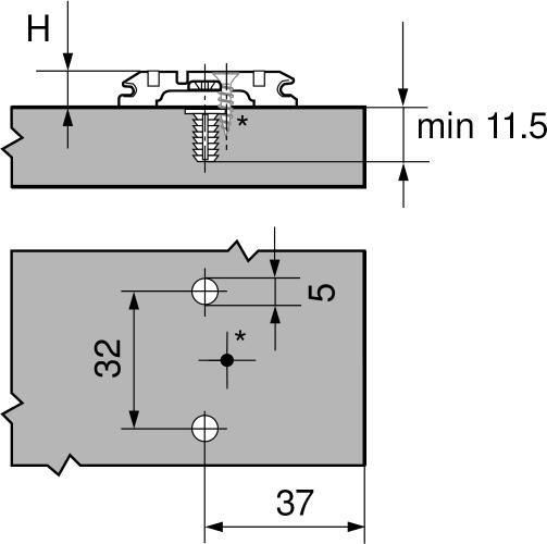 BLUM 174H7130E KRÍŽOVÁ MONTÁŽNA PODLOŽKA CLIP S EXCENTROM EXPANDO 3MM