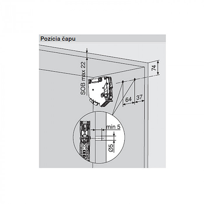 BLUM 20K7A11 AVENTOS HK-S OBMEDZOVAČ UHLA OTVORENIA 75°