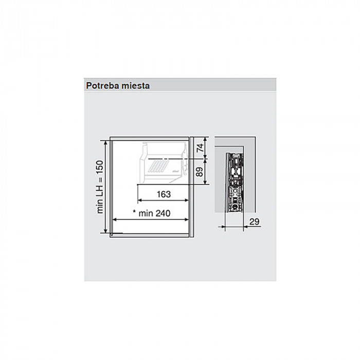 BLUM 20K7A11 AVENTOS HK-S OBMEDZOVAČ UHLA OTVORENIA 75°