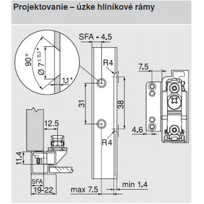 BLUM 20K7A11 AVENTOS HK-S OBMEDZOVAČ UHLA OTVORENIA 75°