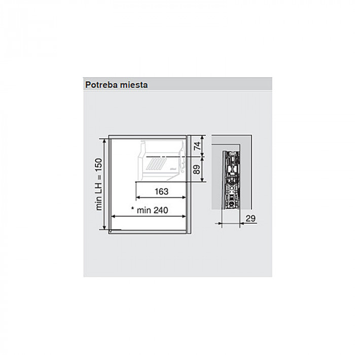 BLUM 20K7A41 AVENTOS HK-S OBMEDZOVAČ UHLA OTVORENIA 100°