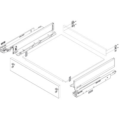 X-BLUM 770M3502S LEGRABOX PURE BOČNICE POLÁRNA STRIEBORNÁ 350MM