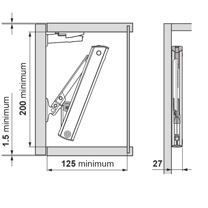 BLUM 20K1101T AVENTOS HK-XS ZDVÍHAČ VERZIA TIP-ON