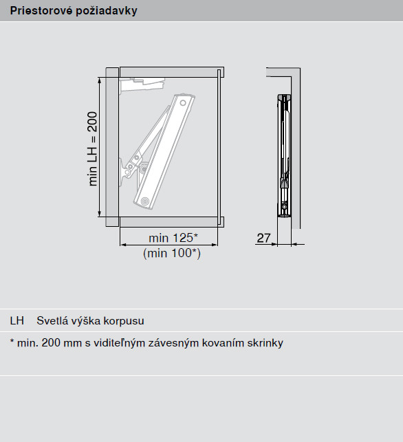 BLUM 20K1301T AVENTOS HK-XS ZDVÍHAČ VERZIA TIP-ON