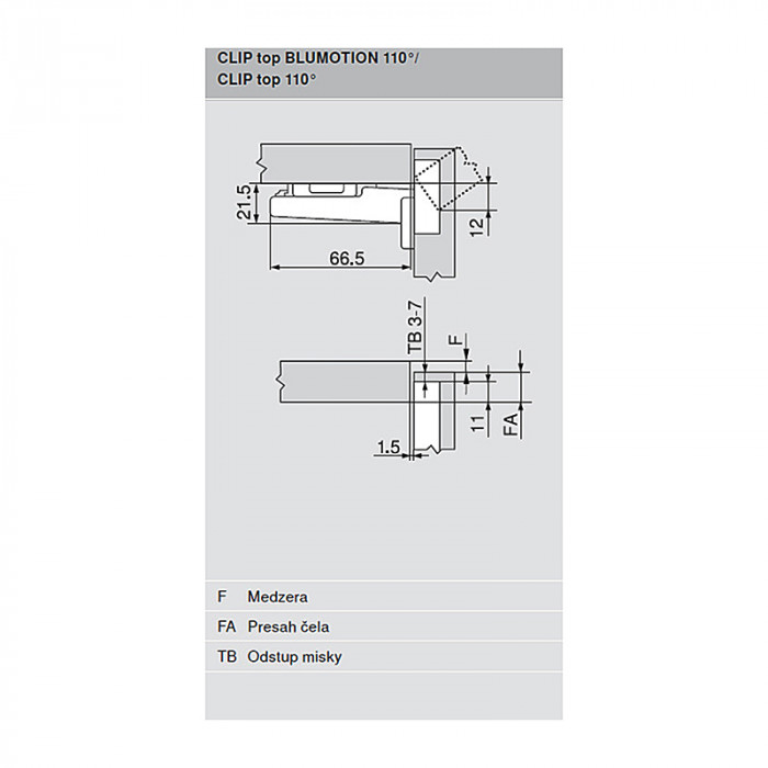 BLUM 20K1301T AVENTOS HK-XS ZDVÍHAČ VERZIA TIP-ON